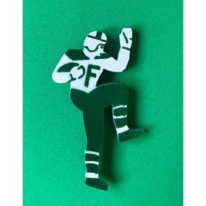 Vintage 1950s Painted Wood Football Figure Pin